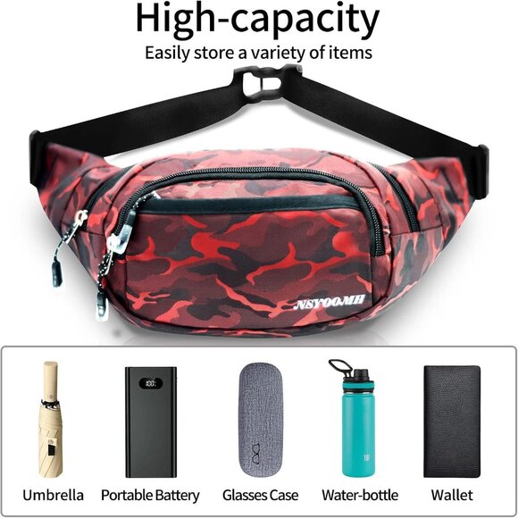 Crossbody Fanny Packs for Women, 5-Zipper Pockets Water Resistant Practical Wai - Picture 4 of 6